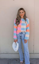 Joyful Striped Color Block Spring Sweater | S-XL-Sweaters-Rae Collective, Women's Online Fashion Boutique Located in Phoenix, Arizona (Scottsdale Area)