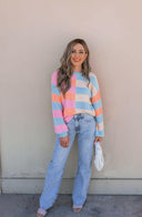 Joyful Striped Color Block Spring Sweater | S-XL-Sweaters-Rae Collective, Women's Online Fashion Boutique Located in Phoenix, Arizona (Scottsdale Area)