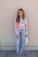 Joyful Striped Color Block Spring Sweater | S-XL-Sweaters-Rae Collective, Women's Online Fashion Boutique Located in Phoenix, Arizona (Scottsdale Area)