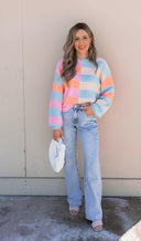 Joyful Striped Color Block Spring Sweater | S-XL-Sweaters-Rae Collective, Women's Online Fashion Boutique Located in Phoenix, Arizona (Scottsdale Area)