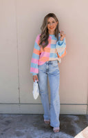 Joyful Striped Color Block Spring Sweater | S-XL-Sweaters-Rae Collective, Women's Online Fashion Boutique Located in Phoenix, Arizona (Scottsdale Area)