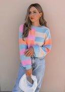 Joyful Striped Color Block Spring Sweater | S-XL-Sweaters-Rae Collective, Women's Online Fashion Boutique Located in Phoenix, Arizona (Scottsdale Area)
