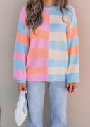 Joyful Striped Color Block Spring Sweater | S-XL-Sweaters-Rae Collective, Women's Online Fashion Boutique Located in Phoenix, Arizona (Scottsdale Area)