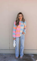 Joyful Striped Color Block Spring Sweater | S-XL-Sweaters-Rae Collective, Women's Online Fashion Boutique Located in Phoenix, Arizona (Scottsdale Area)