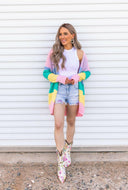 Cotton Candy Striped Color Block Cardigan-Cardigans-Rae Collective, Women's Online Fashion Boutique Located in Phoenix, Arizona (Scottsdale Area)