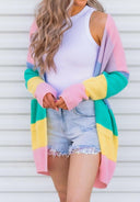 Cotton Candy Striped Color Block Cardigan-Cardigans-Rae Collective, Women's Online Fashion Boutique Located in Phoenix, Arizona (Scottsdale Area)