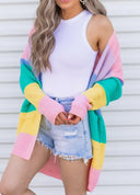 Cotton Candy Striped Color Block Cardigan-Cardigans-Rae Collective, Women's Online Fashion Boutique Located in Phoenix, Arizona (Scottsdale Area)