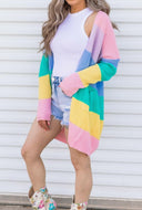 Cotton Candy Striped Color Block Cardigan-Cardigans-Rae Collective, Women's Online Fashion Boutique Located in Phoenix, Arizona (Scottsdale Area)