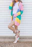 Cotton Candy Striped Color Block Cardigan-Cardigans-Rae Collective, Women's Online Fashion Boutique Located in Phoenix, Arizona (Scottsdale Area)