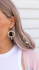 Hammered Hoop & Gemmed Loop Earring-Hoop Earrings-Rae Collective, Women's Online Fashion Boutique Located in Phoenix, Arizona (Scottsdale Area)