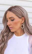 Hammered Hoop & Gemmed Loop Earring-Hoop Earrings-Rae Collective, Women's Online Fashion Boutique Located in Phoenix, Arizona (Scottsdale Area)