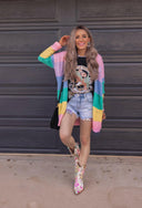 Cotton Candy Striped Color Block Cardigan-Cardigans-Rae Collective, Women's Online Fashion Boutique Located in Phoenix, Arizona (Scottsdale Area)
