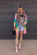 Cotton Candy Striped Color Block Cardigan-Cardigans-Rae Collective, Women's Online Fashion Boutique Located in Phoenix, Arizona (Scottsdale Area)