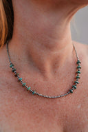 Turquoise Slab & Mini Desert Pearl Necklace-Lariat and Y Necklaces-Rae Collective, Women's Online Fashion Boutique Located in Phoenix, Arizona (Scottsdale Area)