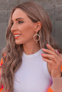 Hammered Hoop & Gemmed Loop Earring-Hoop Earrings-Rae Collective, Women's Online Fashion Boutique Located in Phoenix, Arizona (Scottsdale Area)