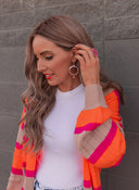 Hammered Hoop & Gemmed Loop Earring-Hoop Earrings-Rae Collective, Women's Online Fashion Boutique Located in Phoenix, Arizona (Scottsdale Area)