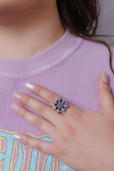 Kristyn's Purple Opal Flower Ring-Cluster Rings-Rae Collective, Women's Online Fashion Boutique Located in Phoenix, Arizona (Scottsdale Area)