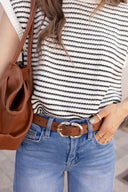 Double C Buckle Suede Belt