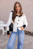 The Cove Ribbed Contrast Button Up Sweater