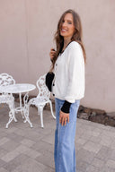 The Cove Ribbed Contrast Button Up Sweater