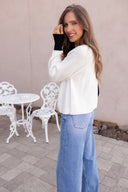 The Cove Ribbed Contrast Button Up Sweater