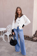 The Cove Ribbed Contrast Button Up Sweater