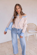 The Cove Ribbed Contrast Button Up Sweater