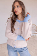 The Cove Ribbed Contrast Button Up Sweater