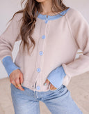 The Cove Ribbed Contrast Button Up Sweater