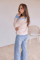 The Cove Ribbed Contrast Button Up Sweater