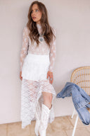 The Darling Sheer Lace Frilly High Low Skirt