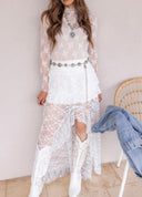 The Darling Sheer Lace Frilly High Low Skirt