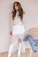 The Darling Sheer Lace Frilly High Low Skirt