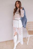 The Darling Sheer Lace Frilly High Low Skirt