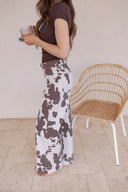 Cowgirl Cutie Cow Print Wide Leg Denim Jean