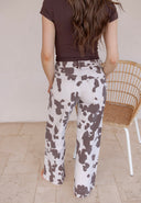 Cowgirl Cutie Cow Print Wide Leg Denim Jean
