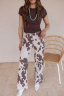 Cowgirl Cutie Cow Print Wide Leg Denim Jean