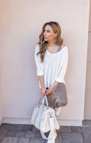 Chasing Comfort 3/4 Sleeve Waffle Knit Top-Short Sleeve Tops-Krush Kandy, Women's Online Fashion Boutique Located in Phoenix, Arizona (Scottsdale Area)