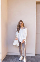 Chasing Comfort 3/4 Sleeve Waffle Knit Top-Short Sleeve Tops-Krush Kandy, Women's Online Fashion Boutique Located in Phoenix, Arizona (Scottsdale Area)