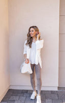 Chasing Comfort 3/4 Sleeve Waffle Knit Top-Short Sleeve Tops-Krush Kandy, Women's Online Fashion Boutique Located in Phoenix, Arizona (Scottsdale Area)