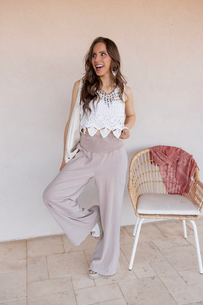 So Fetch Mineral Washed Wide-Leg Smocked Waist Pants | 6 Colors