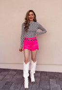 Checkmate Checkered Print Top-Long Sleeve Tops-Krush Kandy, Women's Online Fashion Boutique Located in Phoenix, Arizona (Scottsdale Area)