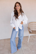 Let Loose Textured Lantern Sleeve Button Down
