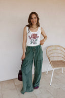 Retro Floral Print Scalloped Square Neck Tank