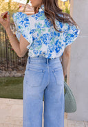 The Forever Bloom Floral Print Ruffle Sleeve Top