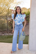 The Forever Bloom Floral Print Ruffle Sleeve Top