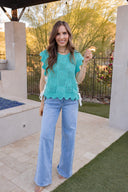 Weekend Cutie Pointelle Knit Scalloped Trim Short Sleeve