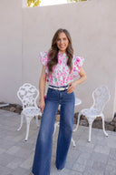 The Forever Bloom Floral Print Ruffle Sleeve Top