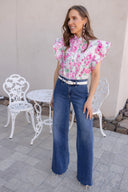 The Forever Bloom Floral Print Ruffle Sleeve Top