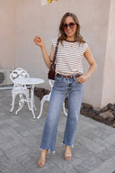 Say Something Stripe Ribbed Round Neck Tank Top
